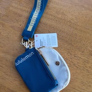 Lululemon Athletica Dual Pouch Wristlet Blue White and Gold